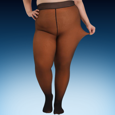 Plus Size Regular Fleece Lined Transparent Tights