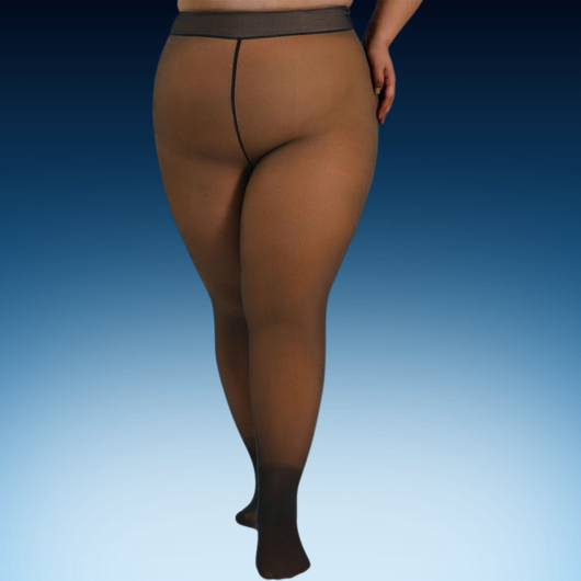 Plus Size Regular Fleece Lined Transparent Tights