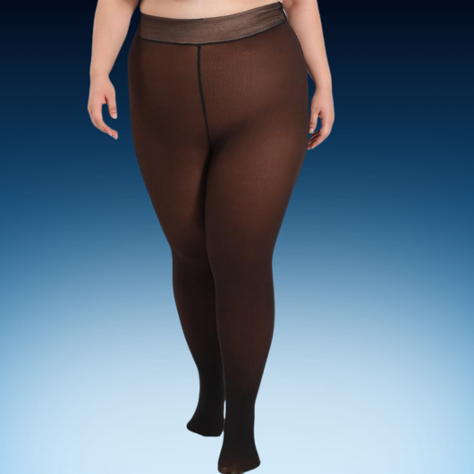 Plus Size Regular Fleece Lined Transparent Tights