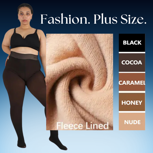 Plus Size Regular Fleece Lined Transparent Tights