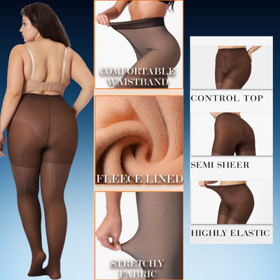 Plus Size Regular Fleece Lined Transparent Tights