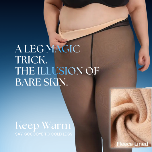 Plus Size Regular Fleece Lined Transparent Tights
