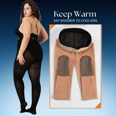 Plus Size Regular Fleece Lined Transparent Tights