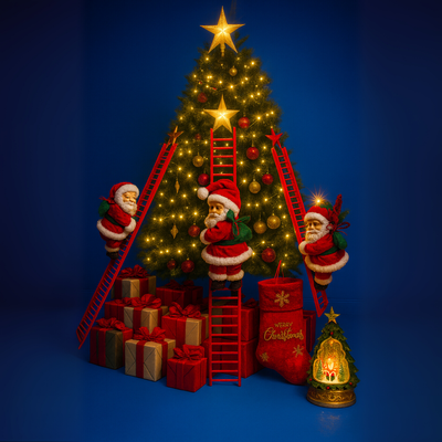 SANTA’S MAGIC –  Electric Climbing Santa Ladder Decoration