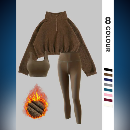 Women’s Solid Thermal Lined Tracksuit Set