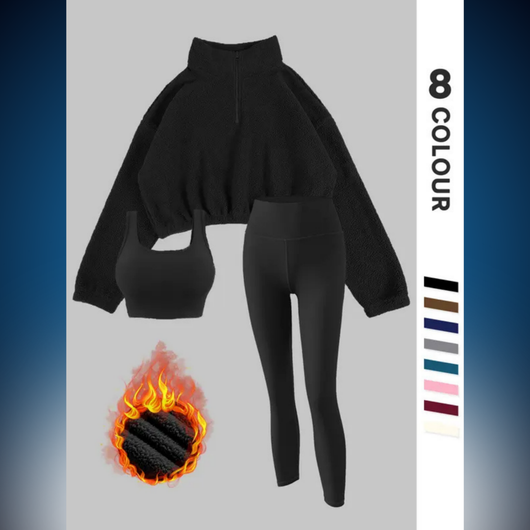 Women’s Solid Thermal Lined Tracksuit Set