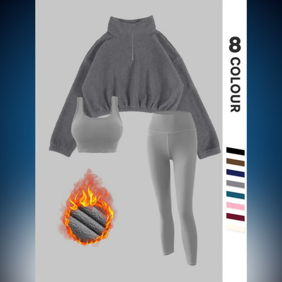 Women’s Solid Thermal Lined Tracksuit Set