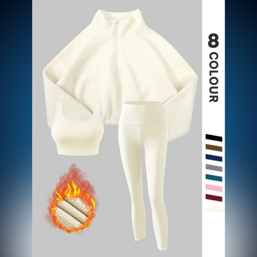 Women’s Solid Thermal Lined Tracksuit Set