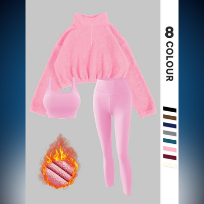 Women’s Solid Thermal Lined Tracksuit Set