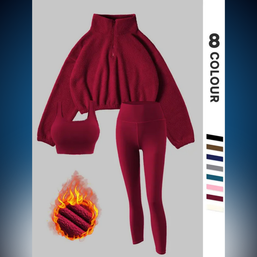 Women’s Solid Thermal Lined Tracksuit Set